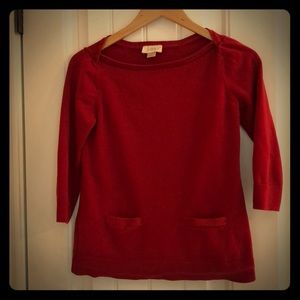 LOFT Quarter-sleeve Red Top
